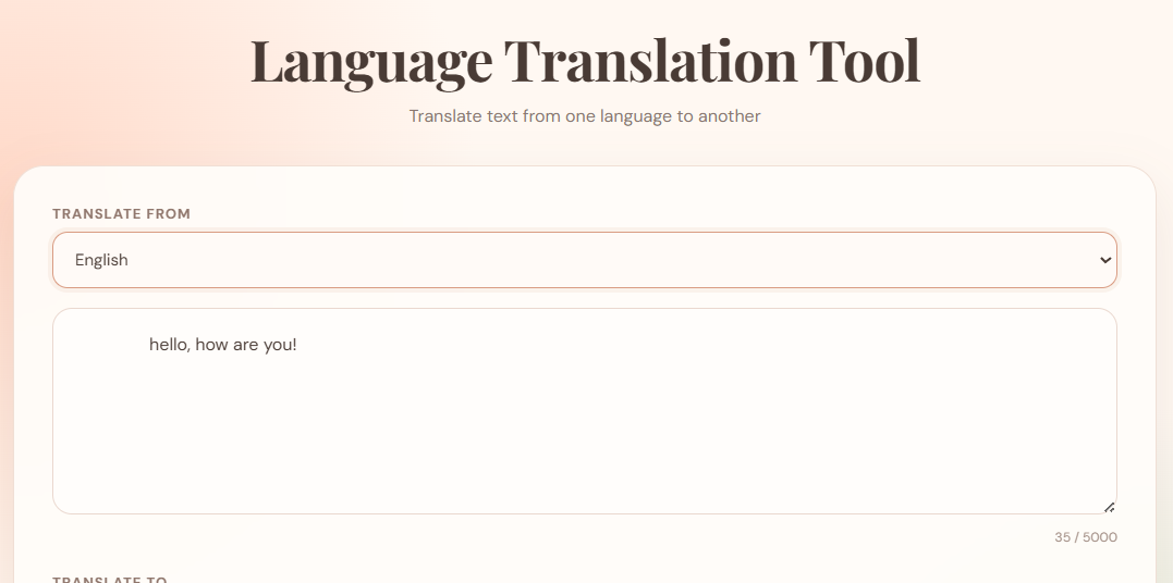 AI Language Translation Tool project preview